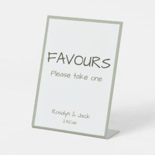 Dusty Green Casual Handwriting Wedding Favors Pedestal Sign