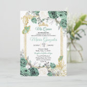Dusty Green Charra Quinceanera Invitation (Standing Front)