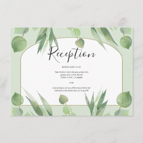 Dusty Green Eucalyptus Boho Arch Wedding Reception Enclosure Card