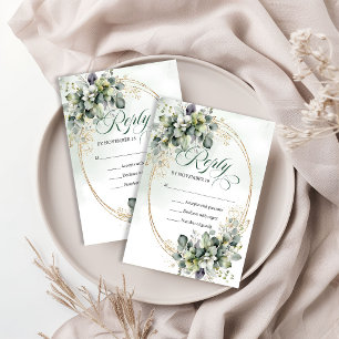 Dusty Green Eucalyptus Botanical Watercolor RSVP  Card