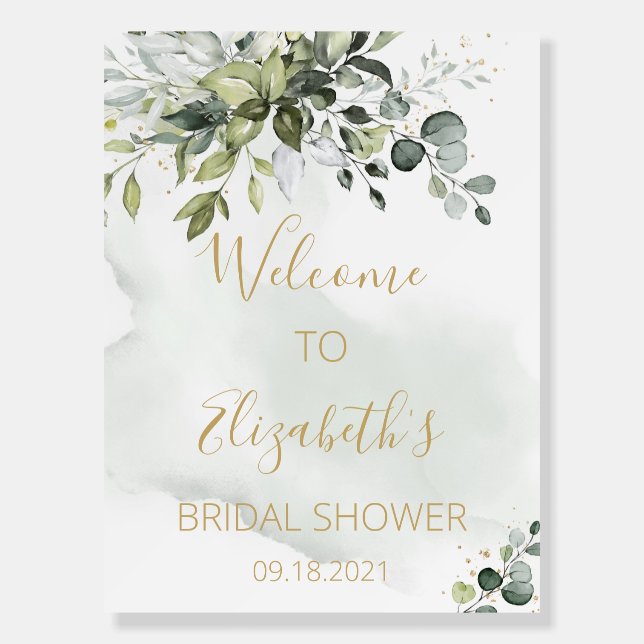 Dusty Green Eucalyptus Bridal Shower Welcome Sign (Front)