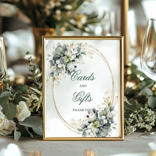 Dusty Green Eucalyptus Cards And Gifts Table Sign