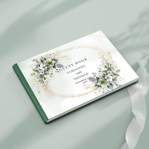 Dusty Green Eucalyptus Gold Wedding Guest Book
