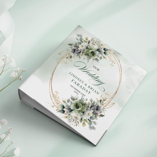 Dusty Green Eucalyptus Greenery Wedding Memory Alb 3 Ring Binder