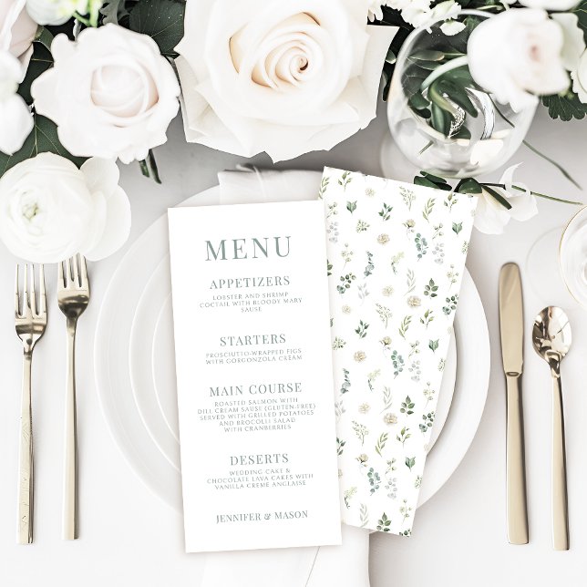 Dusty Green Eucalyptus Greenery Wedding Menu (Creator Uploaded)