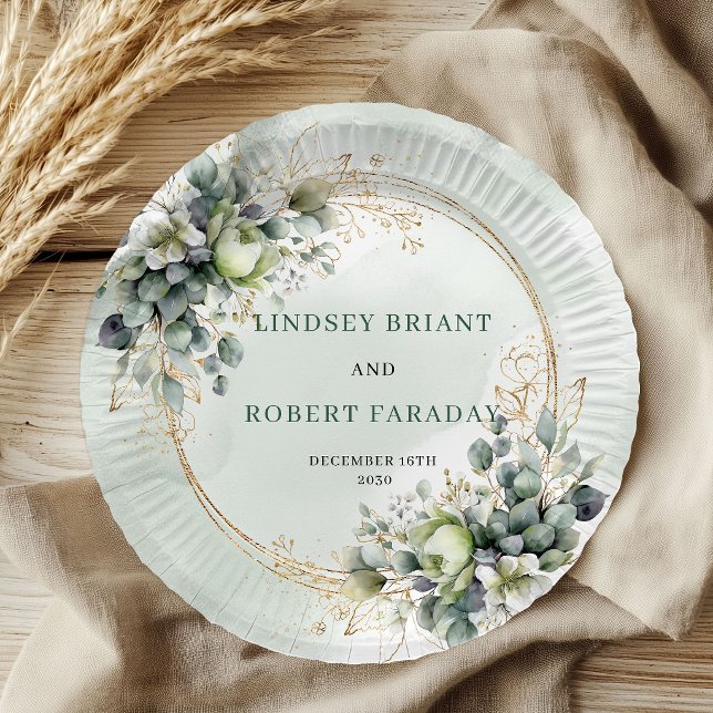 Dusty Green Eucalyptus Greenery Wedding Paper   Plates (Dusty Green Eucalyptus Greenery Wedding Paper Plates)