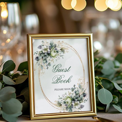 Dusty Green Eucalyptus Guest Book Tabletop Sign