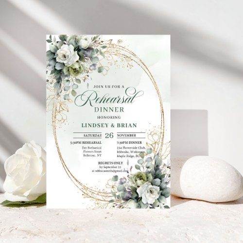 Dusty Green Eucalyptus Rehearsal Dinner Invitation