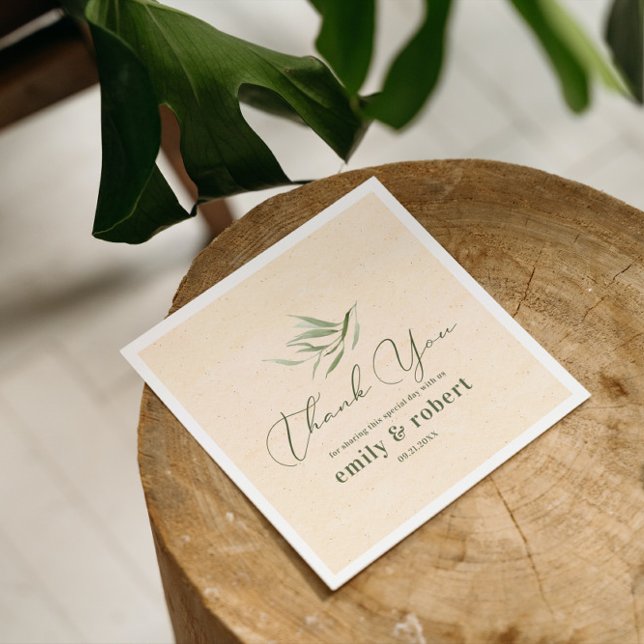 Dusty Green Foliage Beige Craft Paper  Napkins (Creator Uploaded)