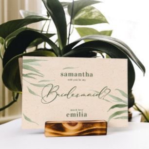 Dusty Green Foliage, Beige Paper, Thank You