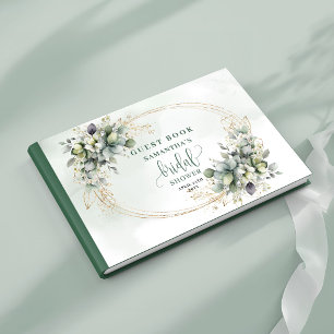 Dusty Green Foliage Bridal Shower Guest Book
