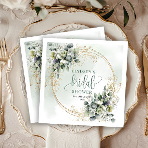 Dusty Green Foliage Bridal Shower Party Napkins