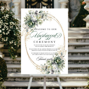 Dusty Green Foliage Unplugged Ceremony Wedding Poster