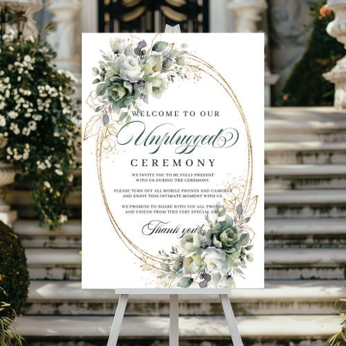 Dusty Green Foliage Unplugged Ceremony Wedding  Poster