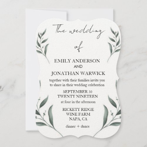Dusty Green Foliage Wedding Suite Invitation