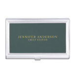 Dusty Green &amp; Gold Color Professional Modern Plain Business Card Case