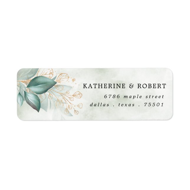 dusty green gold eucalyptus greenery address label (Front)