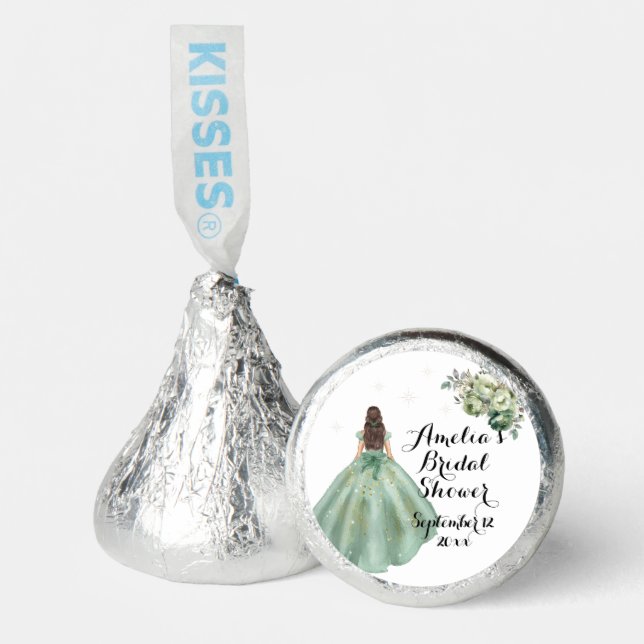 Dusty Green Gold Glitter Dress Bridal Shower Hershey®'s Kisses® (Front)