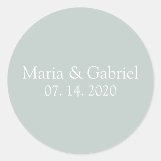 Dusty green gray Personalized Classic Round Sticker (Front)