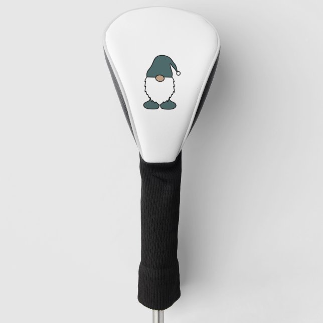 Dusty Green Gray Teal Gnome   Golf Head Cover (Front)