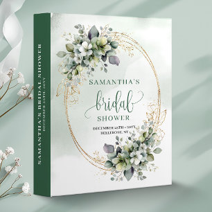 Dusty Green Greenery Bridal Shower Memory Album 3 Ring Binder