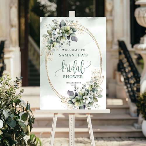 Dusty Green Greenery Bridal Shower Welcome Sign