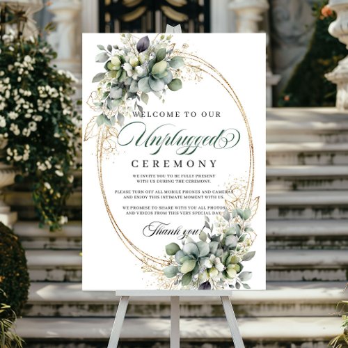 Dusty Green Greenery Unplugged Ceremony Wedding  Poster