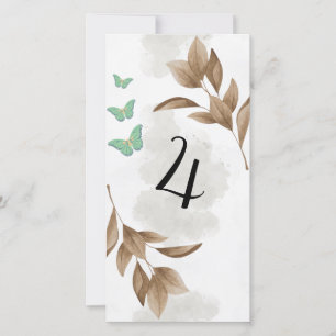 Dusty green Leaf and butterfly Table no card
