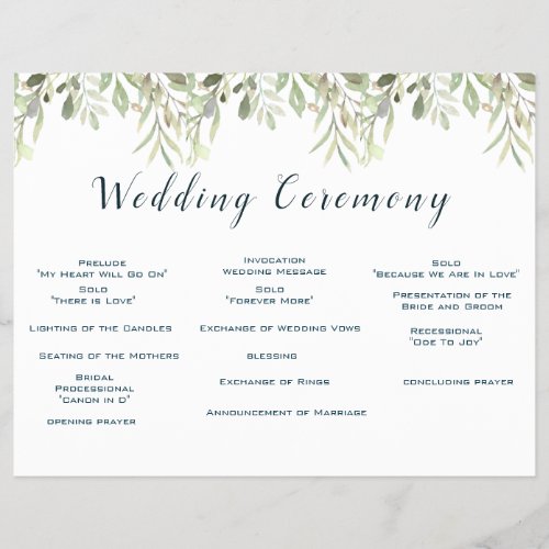 Dusty Green Leaves with White Flowers Flyer