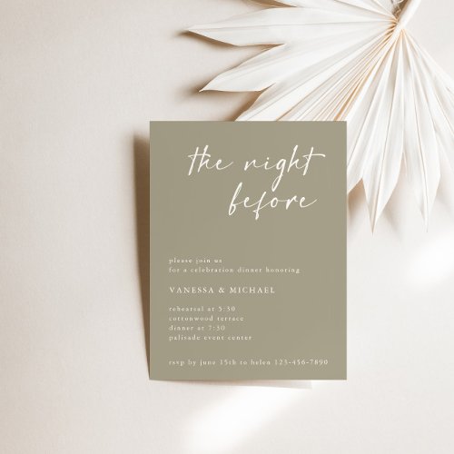 Dusty Green Minimalist Rehearsal Dinner Invitation