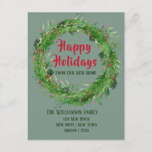 Dusty Green New Home Happy Holiday Postcard