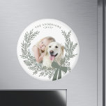 Dusty Green Simple Christmas Wreath Photo  Magnet<br><div class="desc">Holiday photo magnet with a simple Christmas wreath. For more advanced customization of this design,  please click the DESIGN TOOL BUTTON above!</div>