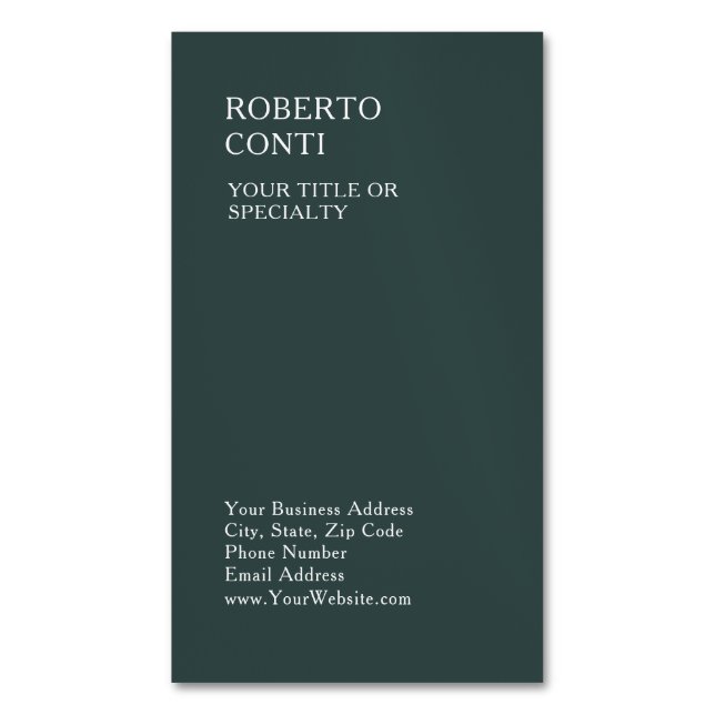Dusty Green Unique Plain Minimalist Business Card Magnet (Front Vertical)
