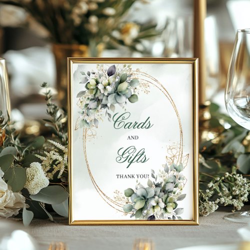 Dusty Green Watercolor Cards And Gifts Table Sign