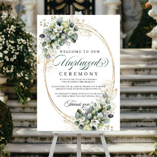 Dusty Green Watercolor Unplugged Ceremony Wedding Poster
