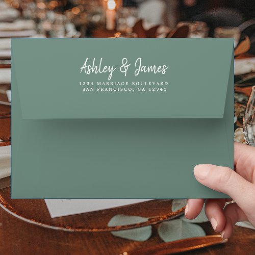 Dusty Green Wedding Return Address  Envelope