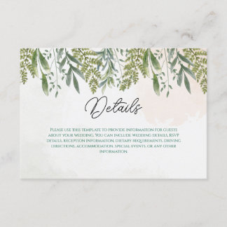 Dusty Greenery Wedding Enclosure Card