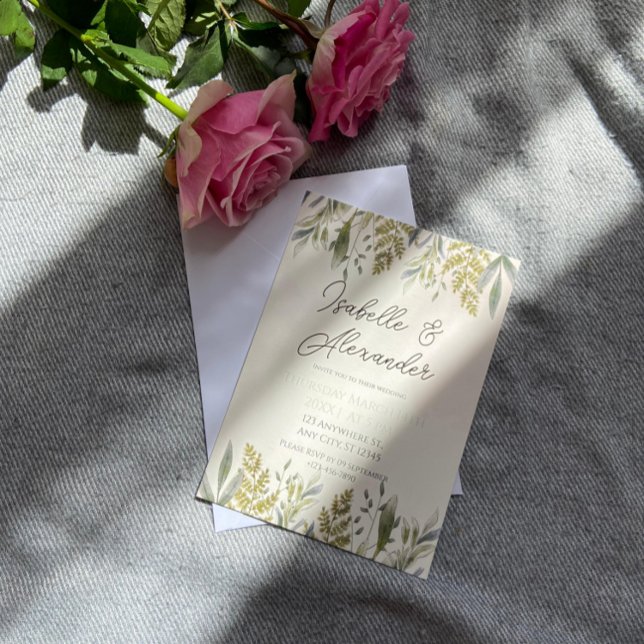 Dusty Greenery Wedding Invitation (Creator Uploaded)