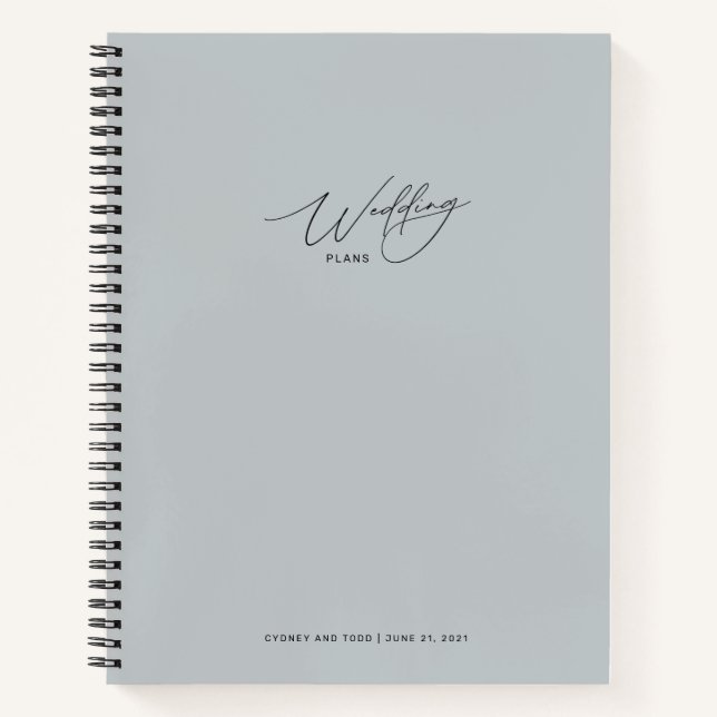 Dusty Grey Wedding Plans Notebook (Front)