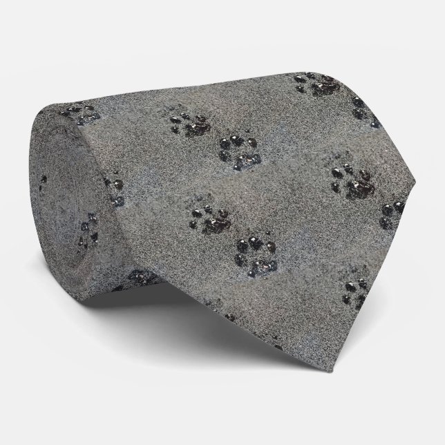 Dusty Grungy Cat Paw Pad Prints Neck Tie (Rolled)