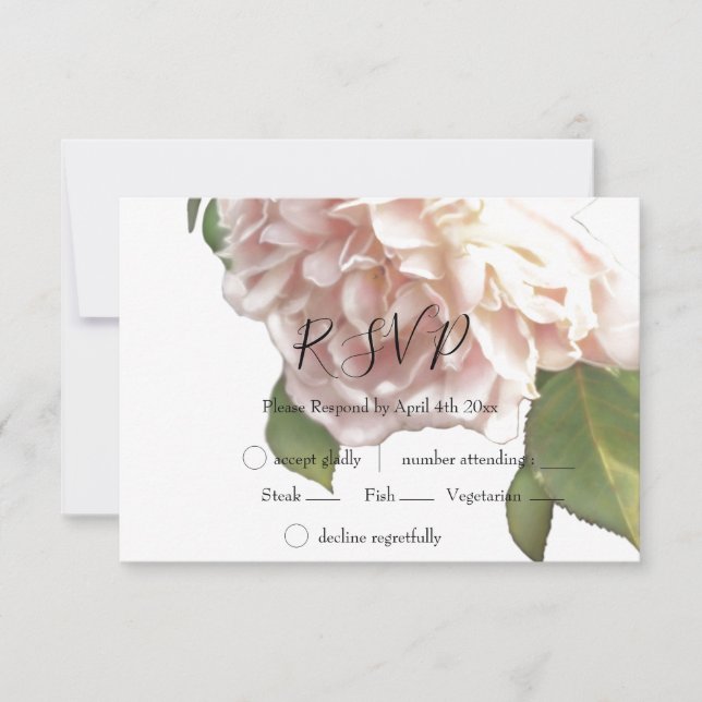 Dusty Ivory Rose RSVP Card (Front)