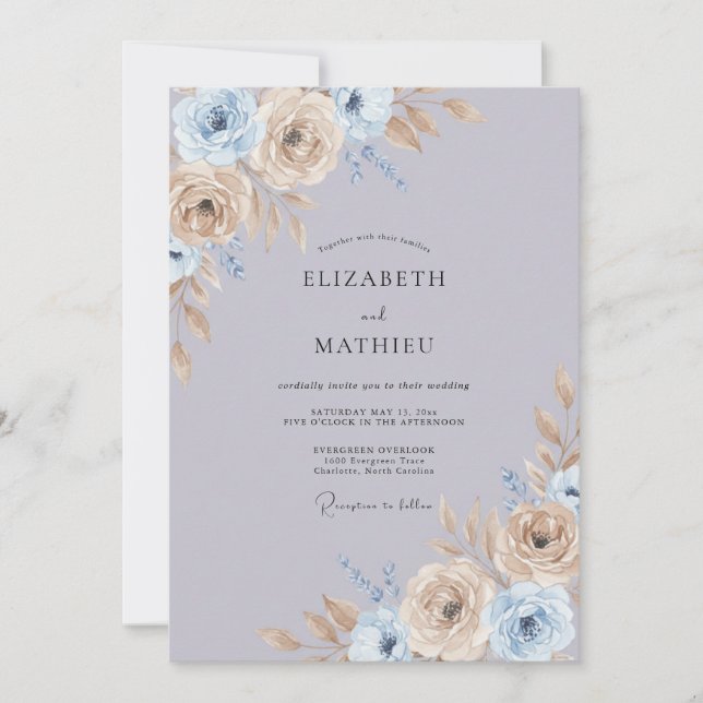 Dusty Lavender Alluring Spring Wedding Invitation (Front)