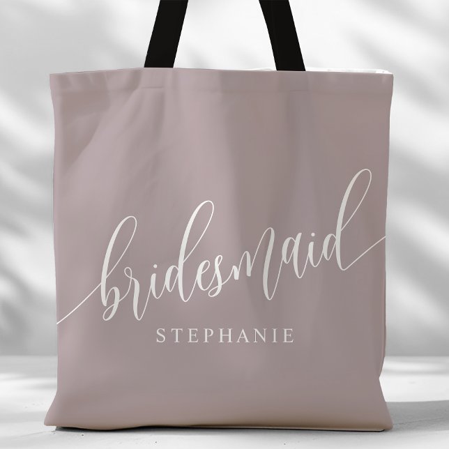 Dusty Lavender Bridesmaid Modern Script Tote Bag (Creator Uploaded)