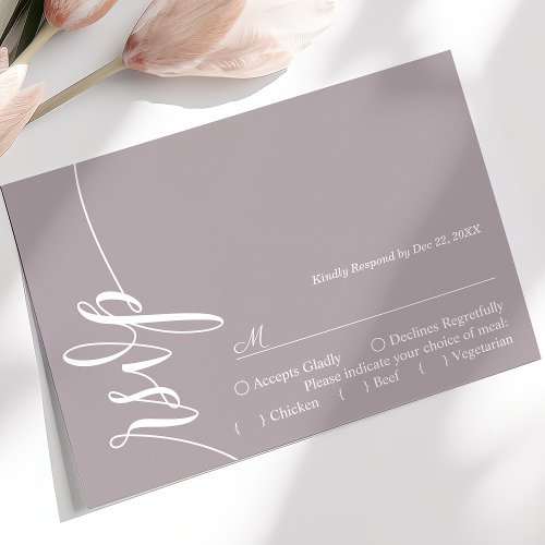 Dusty Lavender Calligraphy Wedding RSVP Card