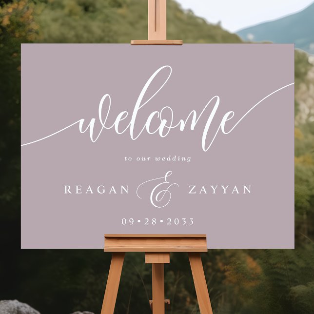 Dusty Lavender Calligraphy Wedding Welcome Foam Board (Creator Uploaded)