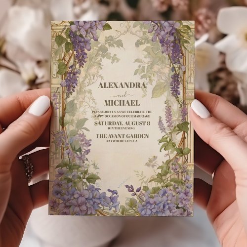 Dusty Lavender Foliage Modern Watercolor Wedding Invitation
