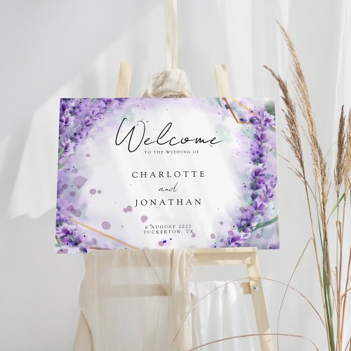 Dusty Lavender Foliage Modern Wedding Welcome Sign