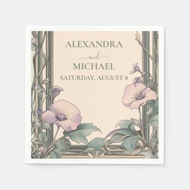 Dusty Lavender Frame wedding Napkins (Front)