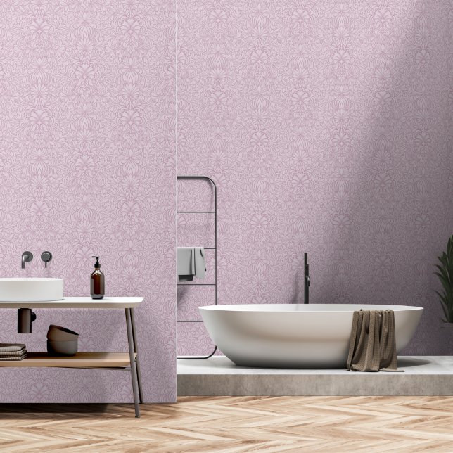 Dusty Lavender Line Art Nouveau Wallpaper (Bathroom)
