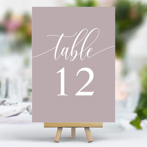 Dusty Lavender Minimalist Calligraphy Wedding Table Number